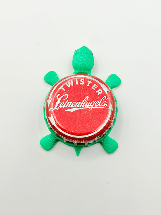 Leinenkugel's (Cursive Text Red) - Bottle Cap Magnet Turtle