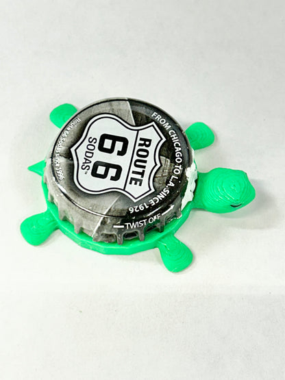 Route 66 Sodas - Bottle Cap Magnet Turtle Shell Shocked Art