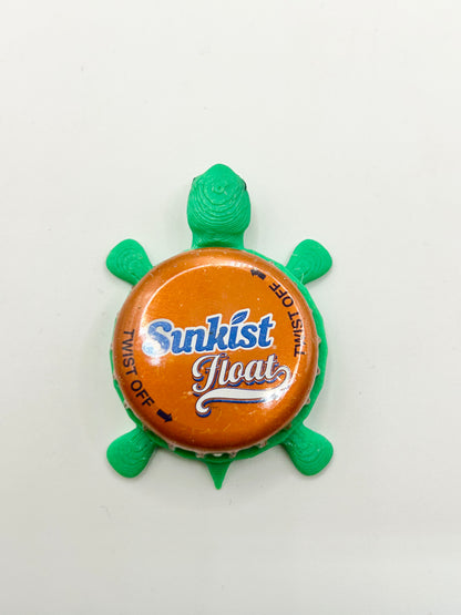 Sunkist Float Soda - Bottle Cap Magnet Turtle Shell Shocked Art