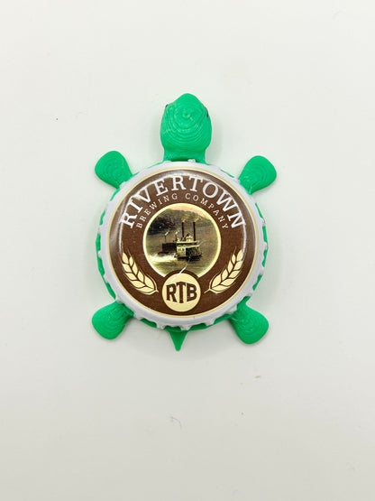 Rivertown Brewing - Bottle Cap Magnet Turtle Shell Shocked Art