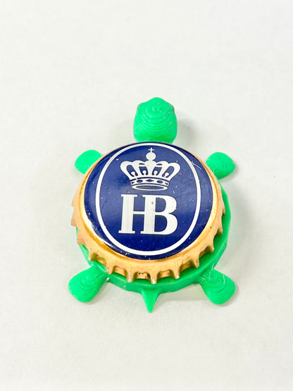 Hofbrau Beer Munchen (Gold Border) - Bottle Cap Magnet Turtle Shell Shocked Art