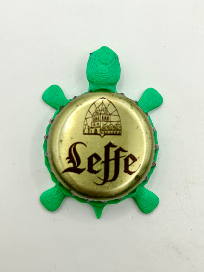 Leffe Beer - Bottle Cap Magnet Turtle Shell Shocked Art