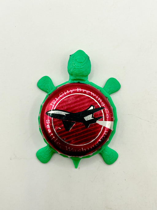 Jet City Brewing - Bottle Cap Magnet Turtle Shell Shocked Art
