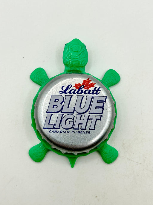 Labatt Blue Light - Bottle Cap Magnet Turtle Shell Shocked Art