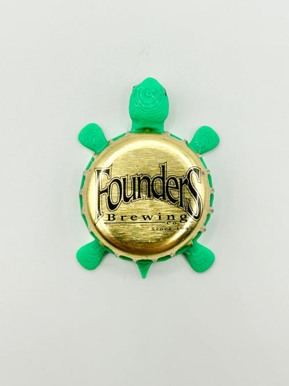 Founders Brewing (Vintage) - Bottle Cap Magnet Turtle Shell Shocked Art