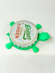 Shiner Holiday Cheer - Bottle Cap Magnet Turtle Shell Shocked Art