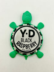 YD Black Raspberry Soda - Bottle Cap Magnet Turtle Shell Shocked Art