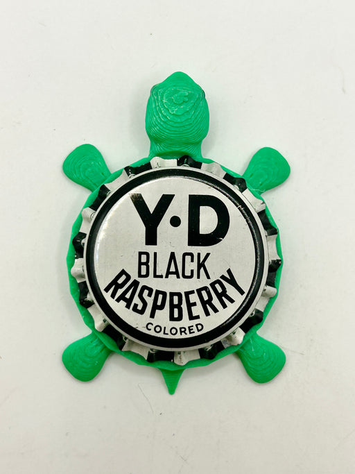 YD Black Raspberry Soda - Bottle Cap Magnet Turtle Shell Shocked Art