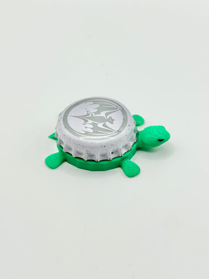 Bacardi (Bat - White & Gray) - Bottle Cap Magnet Turtle Shell Shocked Art