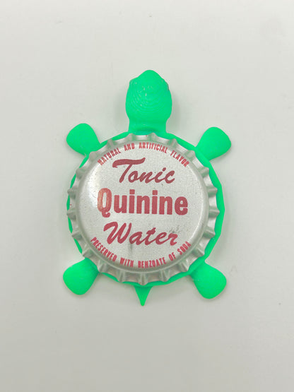 Quinine Tonic Water - Bottle Cap Magnet Turtle Shell Shocked Art