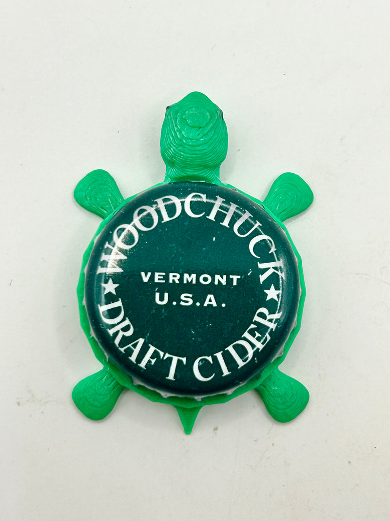 Woodchuck (Green, Large Text) - Bottle Cap Magnet Turtle Shell Shocked Art