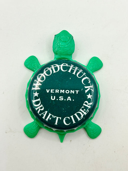 Woodchuck (Green, Large Text) - Bottle Cap Magnet Turtle Shell Shocked Art
