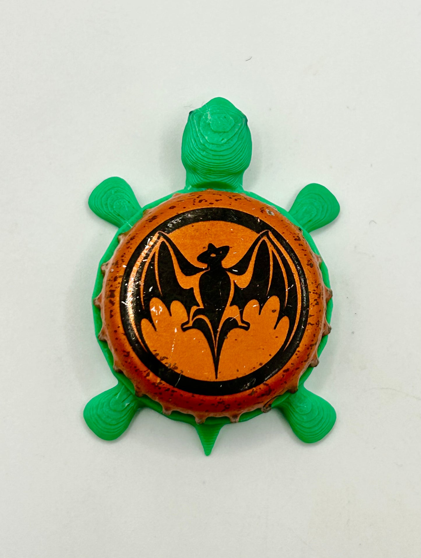 Bacardi (Bat, Orange) - Bottle Cap Magnet Turtle