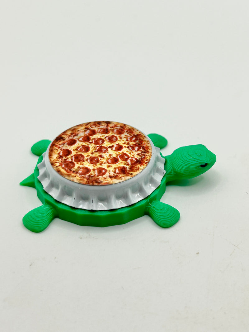 Pepperoni Pizza - Bottle Cap Magnet Turtle