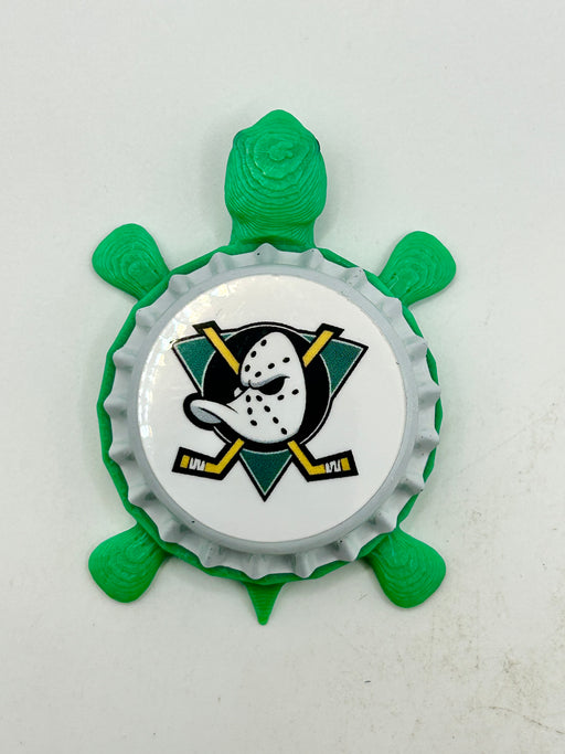 Mighty Ducks Hockey - Bottle Cap Magnet Turtle Shell Shocked Art