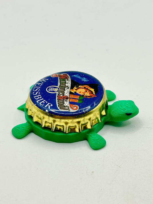Munchner Kindl Weissbier (Hofbrau) - Bottle Cap Magnet Turtle Shell Shocked Art