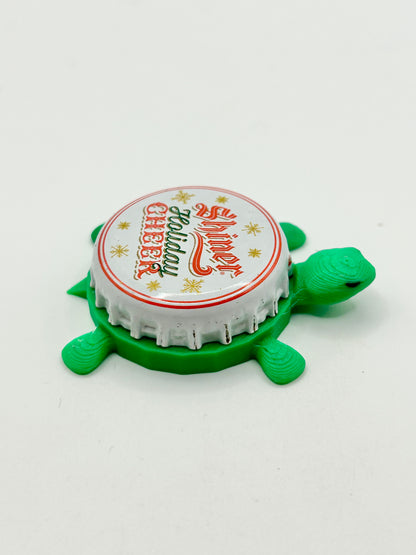 Shiner Holiday Cheer - Bottle Cap Magnet Turtle Shell Shocked Art
