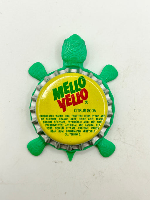 Mello Yello Citrus Soda - Bottle Cap Magnet Turtle Shell Shocked Art