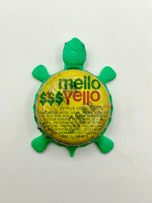 Mello Yello Citrus Soda (Money) - Bottle Cap Magnet Turtle Shell Shocked Art
