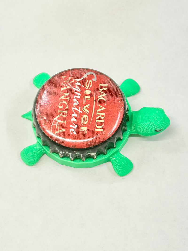 Bacardi Silver Signature Sangria - Bottle Cap Magnet Turtle Shell Shocked Art
