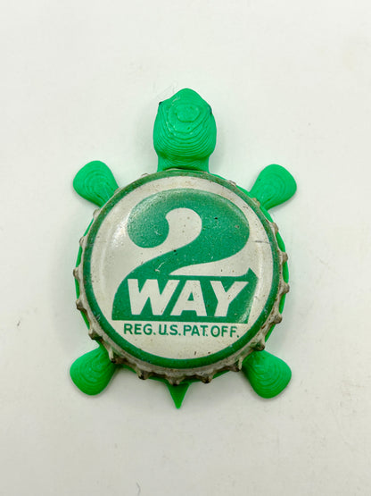 2 Way Soda (Light Green) - Bottle Cap Magnet Turtle Shell Shocked Art