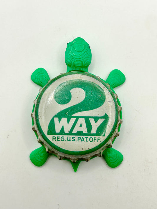 2 Way Soda (Light Green) - Bottle Cap Magnet Turtle Shell Shocked Art