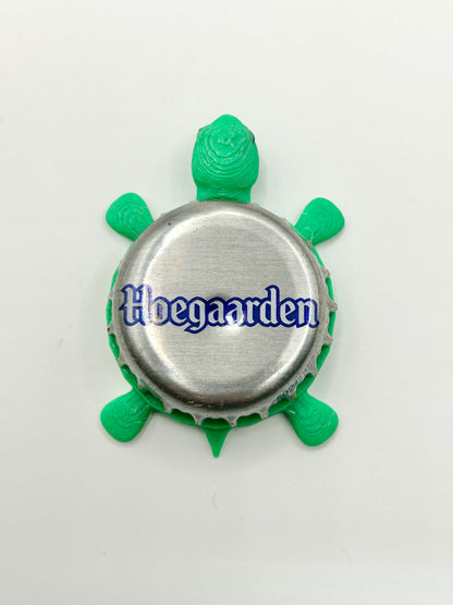 Hoegaarden (Silver) - Bottle Cap Magnet Turtle Shell Shocked Art