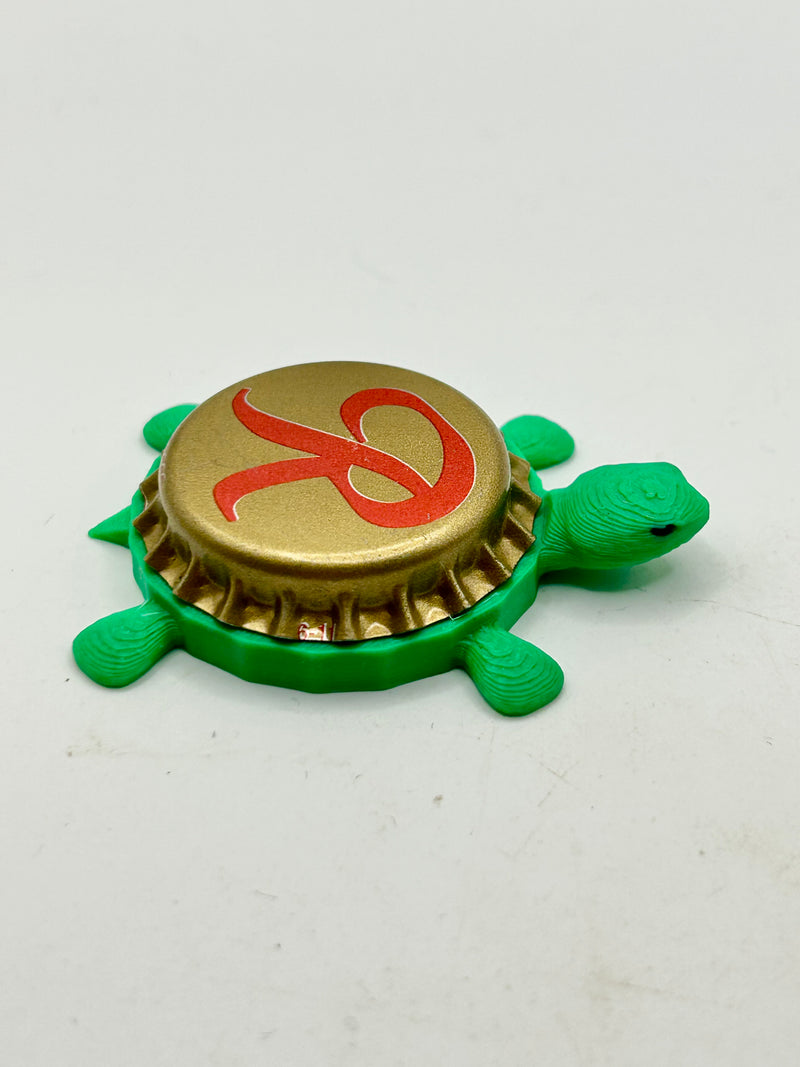 Rainier Beer - Bottle Cap Magnet Turtle Shell Shocked Art