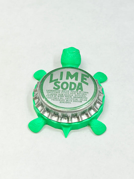 Lime Soda (Vintage) - Bottle Cap Magnet Turtle