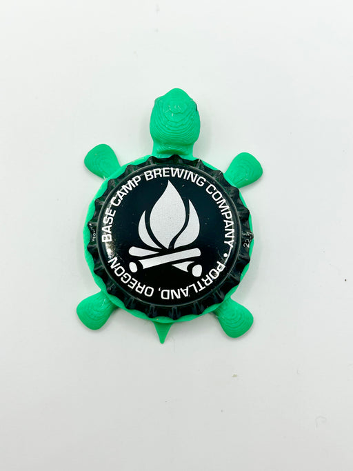 Base Camp Brewing - Bottle Cap Magnet Turtle Shell Shocked Art