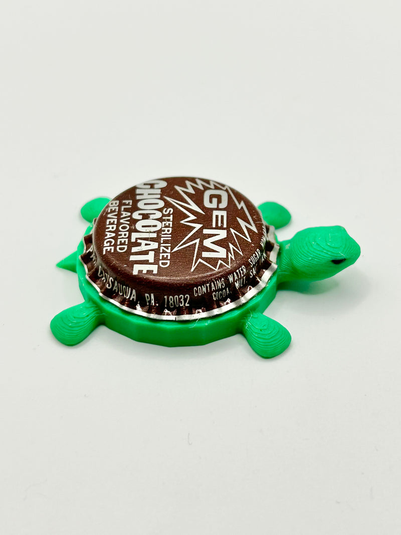GEM Chocolate Beverage - Bottle Cap Magnet Turtle Shell Shocked Art