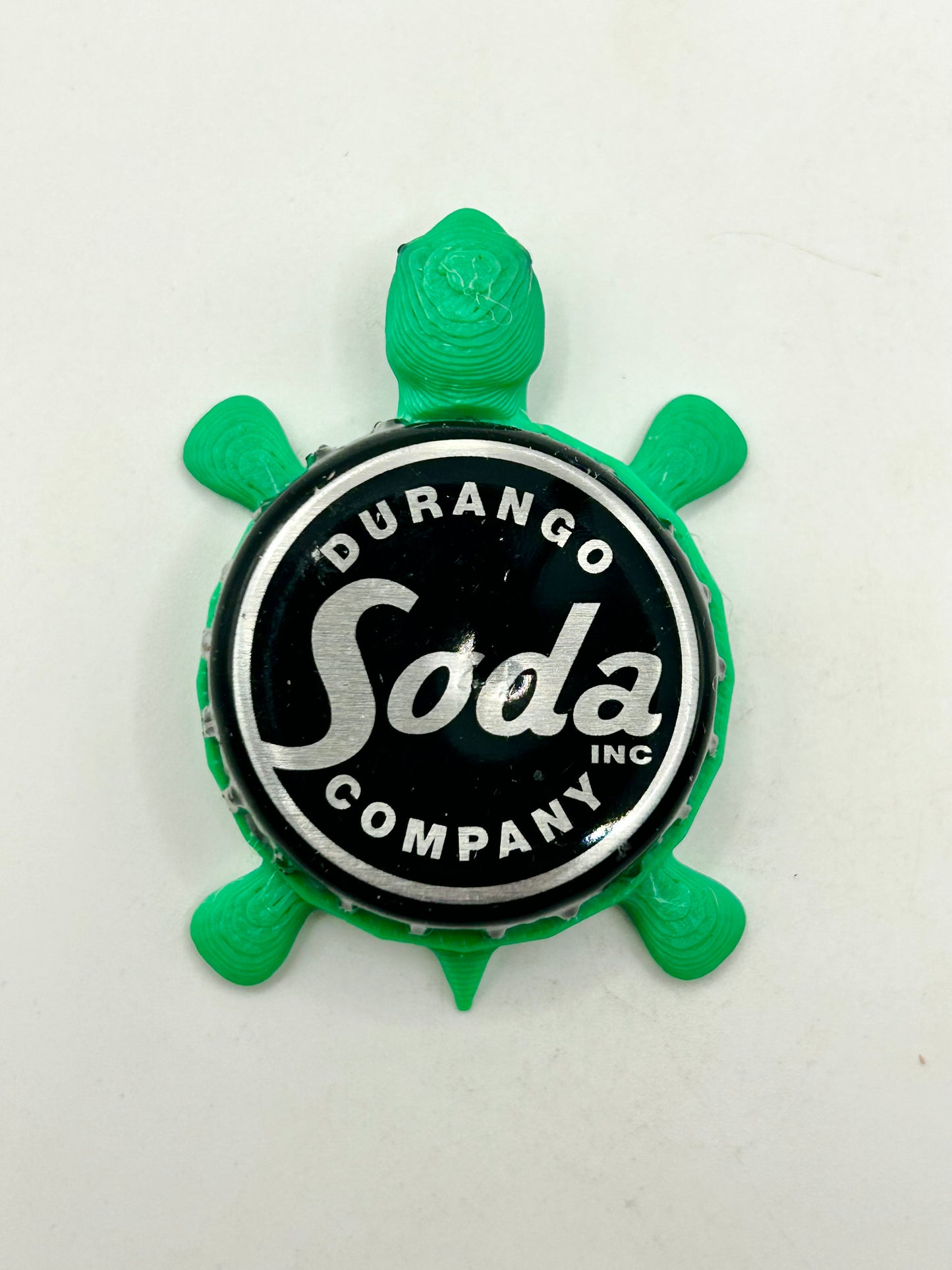 Durango Soda - Bottle Cap Magnet Turtle Shell Shocked Art