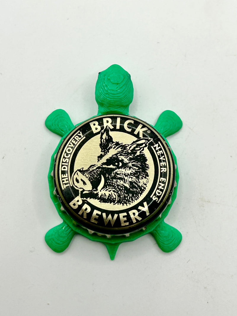 Brick Brewery - Bottle Cap Magnet Turtle Shell Shocked Art