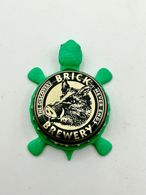 Brick Brewery - Bottle Cap Magnet Turtle Shell Shocked Art
