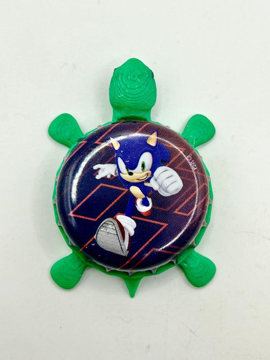 Sonic Running - Bottle Cap Magnet Turtle Shell Shocked Art