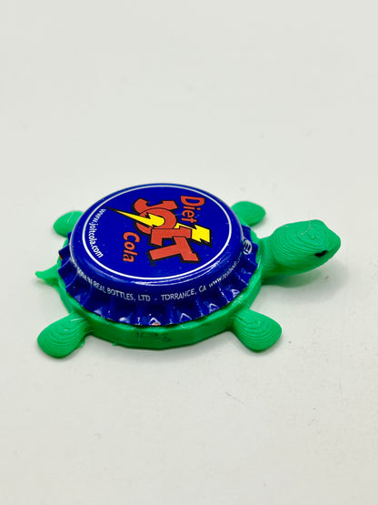 Diet Jolt Soda - Bottle Cap Magnet Turtle Shell Shocked Art