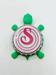 Saugatuck Brewing (Pink and White) - Bottle Cap Magnet Turtle Shell Shocked Art
