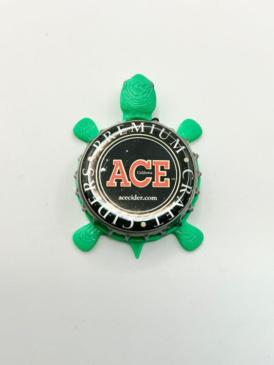Ace Premium Craft Cider (Red Text) - Bottle Cap Magnet Turtle