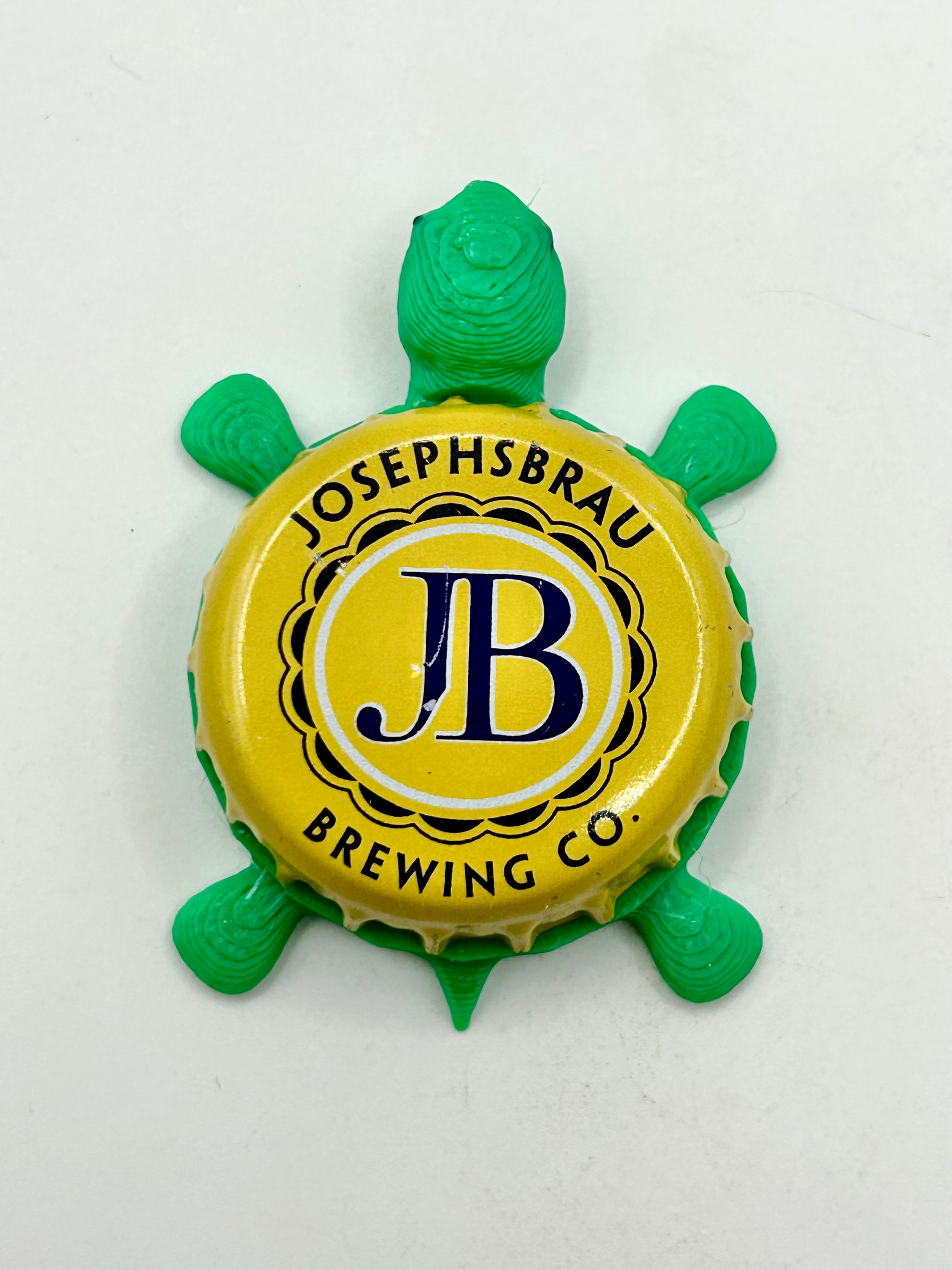 Josephsbrau Brewing (JB - Yellow) - Bottle Cap Magnet Turtle Shell Shocked Art