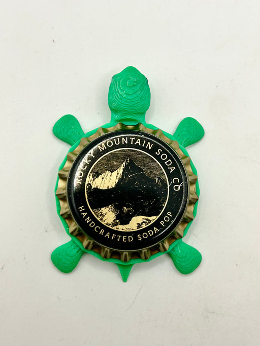 Rocky Mountain Soda (Black Trim) - Bottle Cap Magnet Turtle Shell Shocked Art