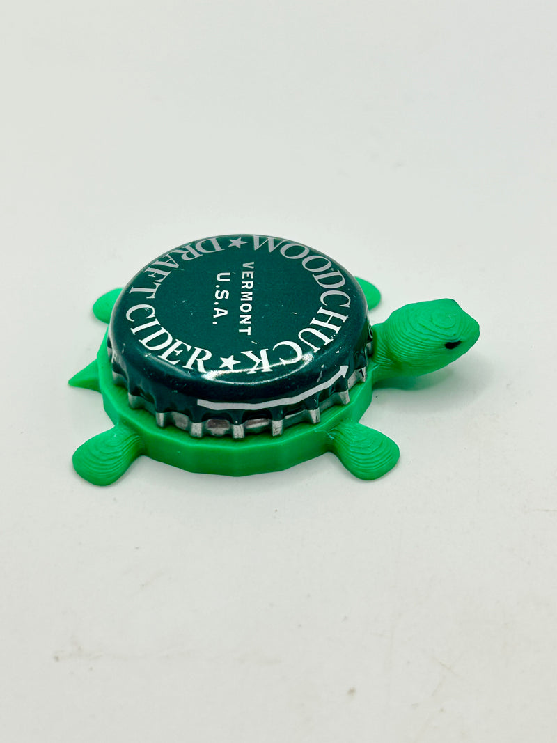 Woodchuck (Green, Large Text) - Bottle Cap Magnet Turtle Shell Shocked Art