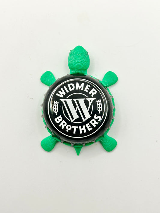 Widmer Brothers Brewing (Vintage Black & White) - Bottle Cap Magnet Turtle