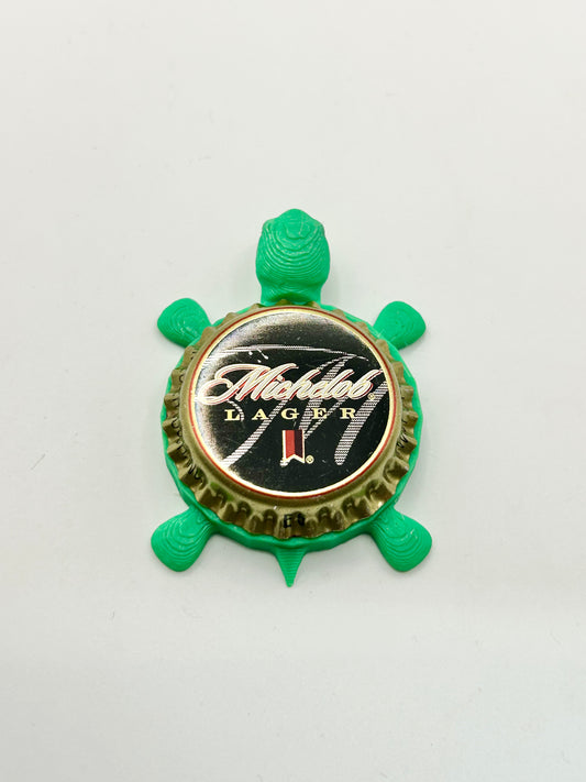 Michelob Lager (Black) - Bottle Cap Magnet Turtle