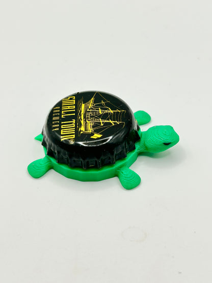 Small Town Brewery (Yellow) - Bottle Cap Magnet Turtle Shell Shocked Art