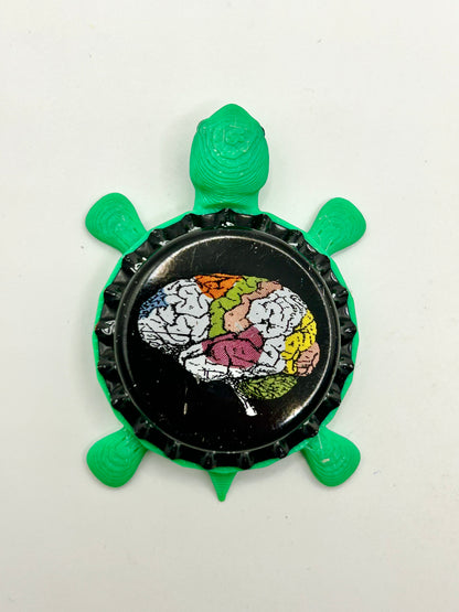 New World Beverage Soda - Bottle Cap Magnet Turtle Shell Shocked Art