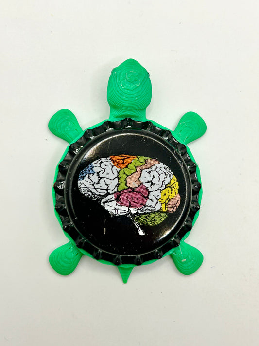 New World Beverage Soda - Bottle Cap Magnet Turtle Shell Shocked Art