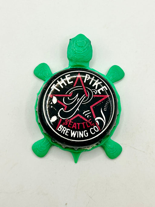 The Pike (Vintage) - Seattle Brewing Co - Bottle Cap Magnet Turtle Shell Shocked Art