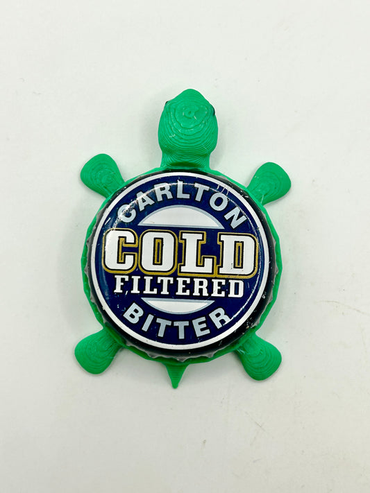 Carlton Cold Filtered Bitter - Bottle Cap Magnet Turtle Shell Shocked Art