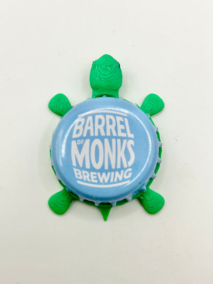 Barrel of Monks Brewing - Bottle Cap Magnet Turtle Shell Shocked Art