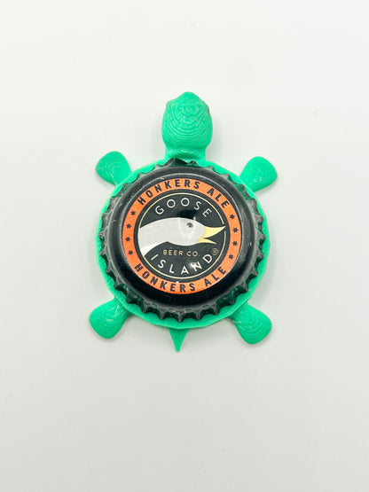 Goose Island Honkers Ale - Bottle Cap Magnet Turtle Shell Shocked Art